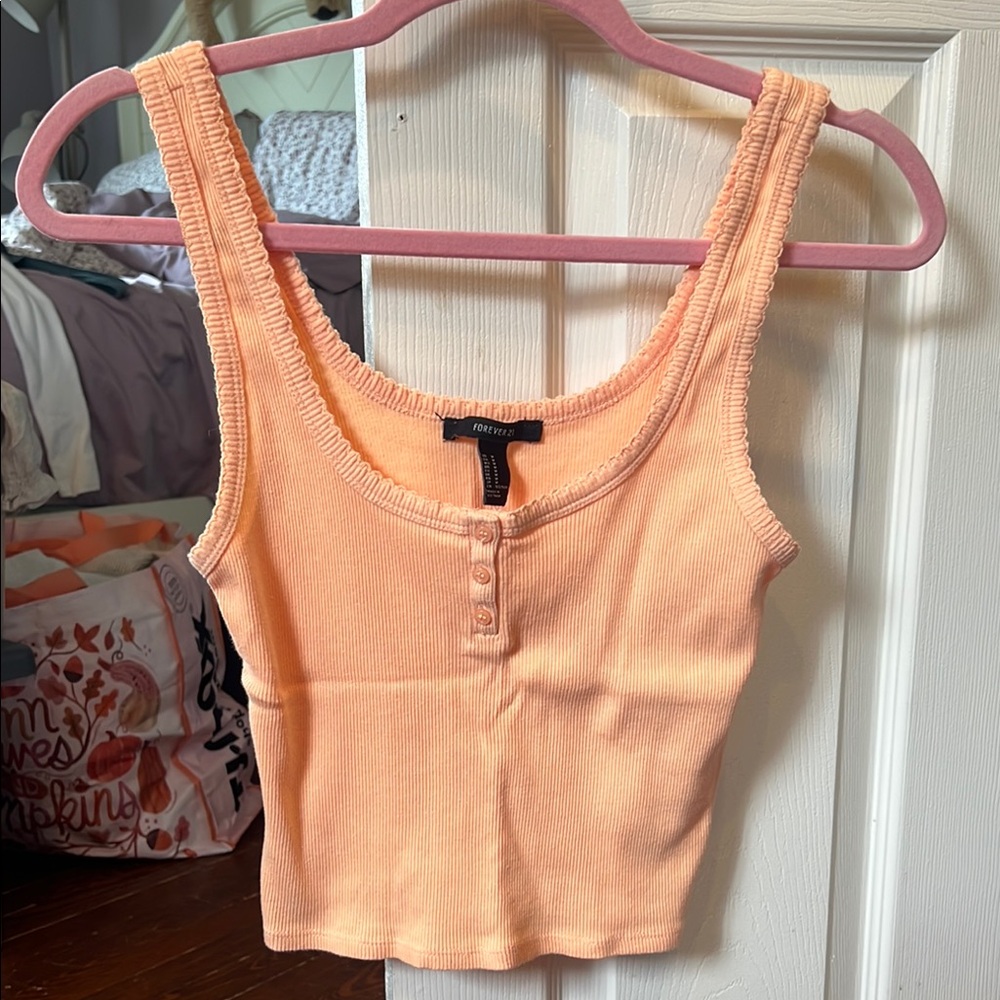 Forever 21 Apricot Buttoned Tank Top